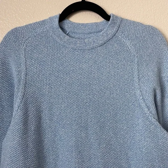 Lululemon Sweater Mens XS Blue Textured Knit Crewneck Coolmax Pullover M3ENFS - Picture 4 of 11